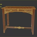 Traditional Red Wooden Table With Carved Drawer And Decorative Legs Design