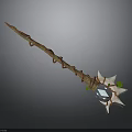 Detailed Fantasy 3D Magic Staff Model With Gemstone And Vine Decorations