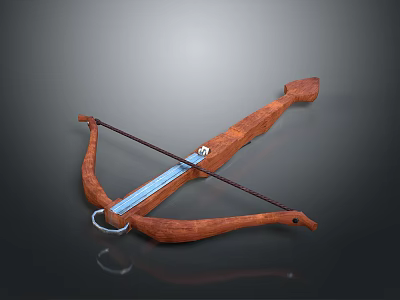 Traditional Wooden Crossbow With Metal Components And Strong Bowstring For Hunting 3d model