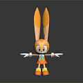 Cartoon Rabbit Character With Long Orange Ears White Gloves Orange Bow Tie And Yellow Shoes