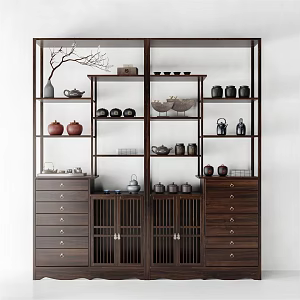 New Chinese-style Antique Tea Rack Tea Rack Decoration Tea Pot 3d model
