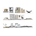 Inflatable Model Decorative Shelf with Books Frames and Sculptures in Modern Style 3d model