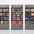Retail Store Display Shelves with Various Alcohol and Cigarette Packages