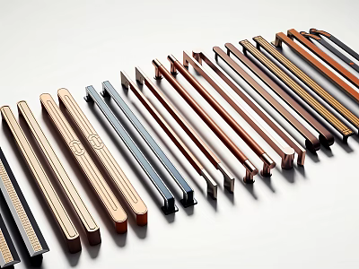 Modern Metal Furniture Handles In Various Colors For Cabinet And Drawer 3d model Modern Metal Furniture Handles In Various Colors For Cabinet And Drawer 3d model