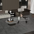 Modern Coffee Table With Marble Top In Contemporary Living Room Decor Setup