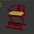 Classic Traditional Red Chair with Yellow Cushion Armrests and Steps Design
