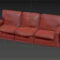 Vintage Reddish Brown Leather Three Seater Sofa With Ornate Gold Accents And Unique Texture