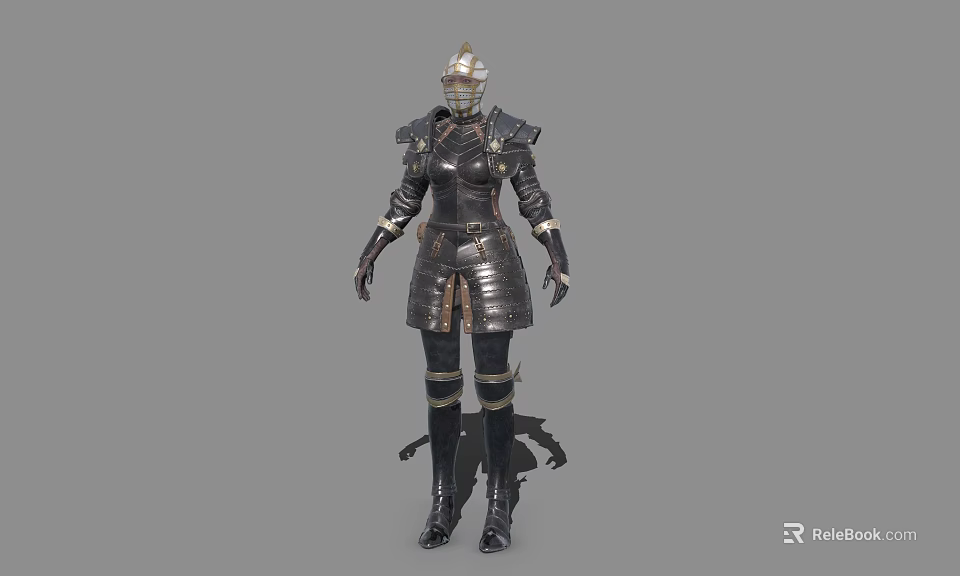 Game Movie Character in Full Body Metallic Armor With Detailed Helmet And Warrior Design 3d model 