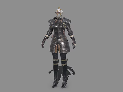 Game Movie Character in Full Body Metallic Armor With Detailed Helmet And Warrior Design 3d model