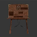 Vintage Wooden Shoe Cabinet with Multiple Drawers Small Compartments and Carved Legs Window Design