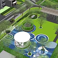 Urban Residential Landscape Design With Green Spaces Paths And Building Layout