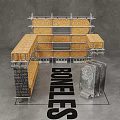 BONELES Themed Photo Check-in Spot With Scaffolding Wooden Frames And Display Panels