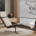 White Leather Recliner Chair with Metal Frame Wooden TV Stand and Snowy Window View