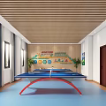 Indoor Table Tennis Room With Table And Decorations