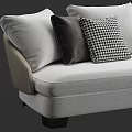 Gray L Shaped Sofa Interior With Plaid And Solid Color Pillows And Throw Blanket 3d model