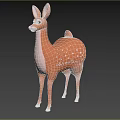 Cute Cartoon Deer With Brown White Spots Big Ears And Standing Pose
