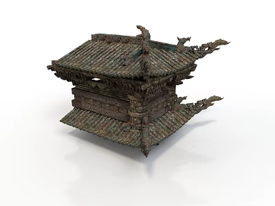 Traditional Chinese Ancient Multi Layered Building With Curved Eaves And Tile Roof Design 3d model