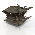 Traditional Chinese Ancient Multi Layered Building With Curved Eaves And Tile Roof Design