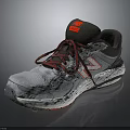Gray Red Black Sports Sneakers With Red Laces Mesh Upper White Sole Comfortable Design
