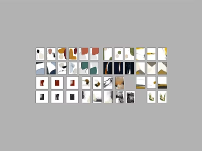 Abstract Art Collection with Colorful Geometric Shapes in Grid Layout and Diverse Patterns 3d model