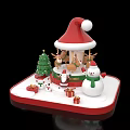 Christmas Carousel Decoration With Red Hat Top Tree Reindeer Snowman And Gifts