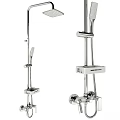 Modern Chrome Bathroom Shower Faucet System With Handheld And Overhead Showerheads