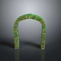 Green Mossy Brick Arch Structure With Textured Surface And Gray Background 3d model