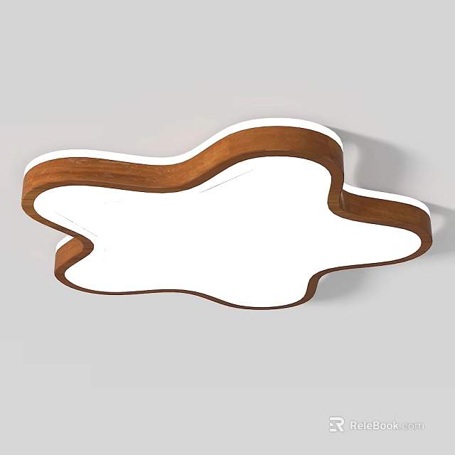 Modern Cloud Shaped Ceiling Light With Wooden Frame And White Light Panel 3d model