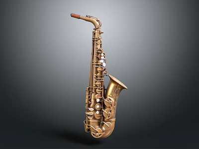 Home Decorative Brass Saxophone With Polished Surface And Classic Design 3d model