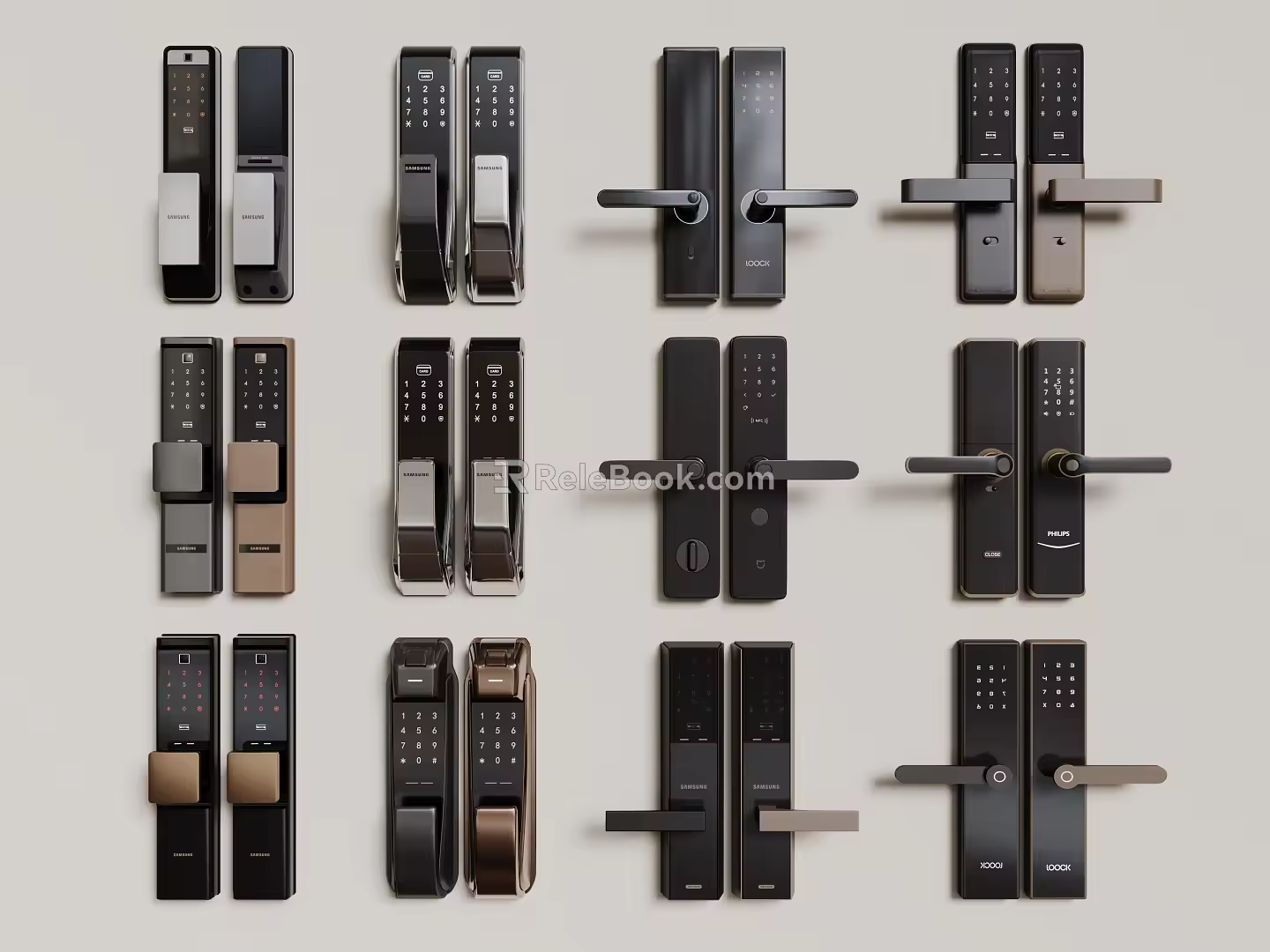 Modern electronic lock anti-theft lock fingerprint lock smart lock password lock 3d model