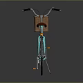 Classic Light Blue White Bicycle With Front Wicker Basket And Brown Seat
