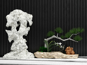 Modern Bonsai Ornaments Combination 3d model