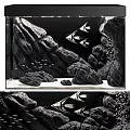 Aquarium Fish Tank Interior Featuring Natural Rock Decor And Swimming Fish