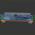 Classic Blue Velvet Sofa With Golden Frame And Rolled Arms Design Details