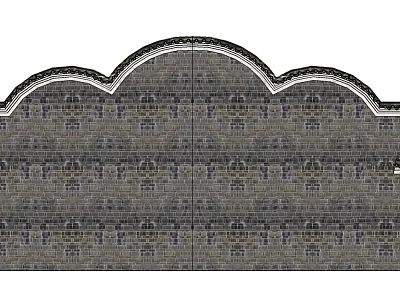 Traditional Building Exterior Wall With Stone Brick Texture And Arched Top Design 3d model