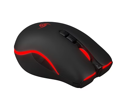 Ergonomic Computer Gaming Mouse With Black Design Red RGB Lighting High Precision And Comfortable Grip 3d model