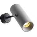 Gray Cylindrical Concrete Wall Light With Black Base And Modern Glowing Design 3d model
