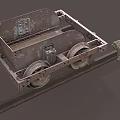 Old Rusty Railway Cart Placed On Metal Tracks With Stone Blocks
