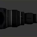 Professional Black Camera Lens Featuring Red Glass Square Hood And Reflective Surface