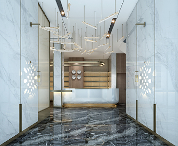 Light Luxury Hall Lobby 3d model