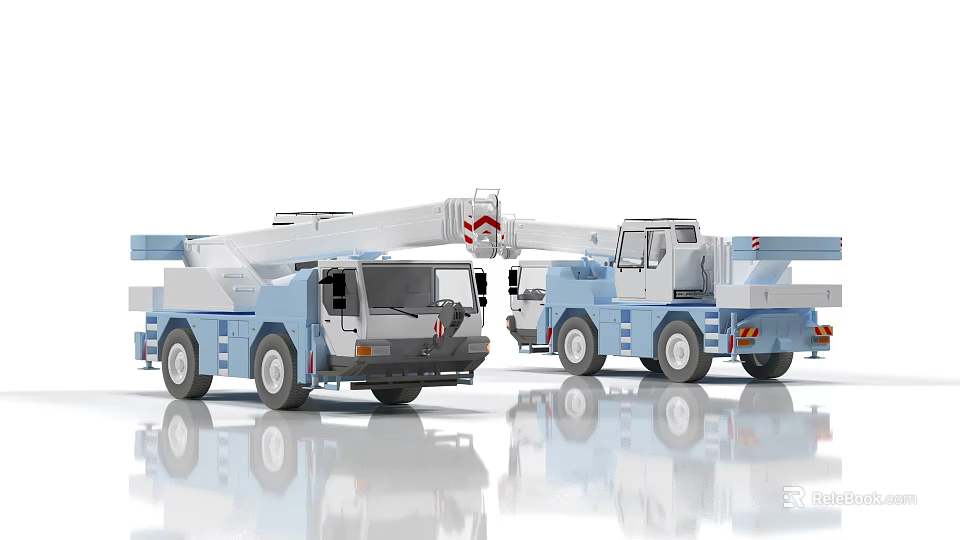 Two Heavy Duty Industrial Cranes With Blue And White Design For Construction Use 3d model 