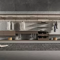 Modern Clothes Hangers Holding White Shirts In Stylish Closet With Wooden Cabinet