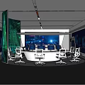 Modern Control Room Circular Layout With Multiple Monitors Control Desks And Ceiling Logo 3d model