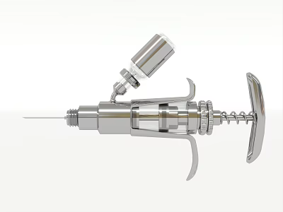High Precision Manual Metal Medical Syringe With Needle And Ergonomic Handle 3d model