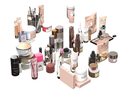 Diverse Range of Perfumes and Cosmetics Including Skincare Makeup and Fragrance Products 3d model