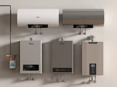Midea Wall Mounted Water Heaters As Daily Use Appliances With Various Designs 3d model