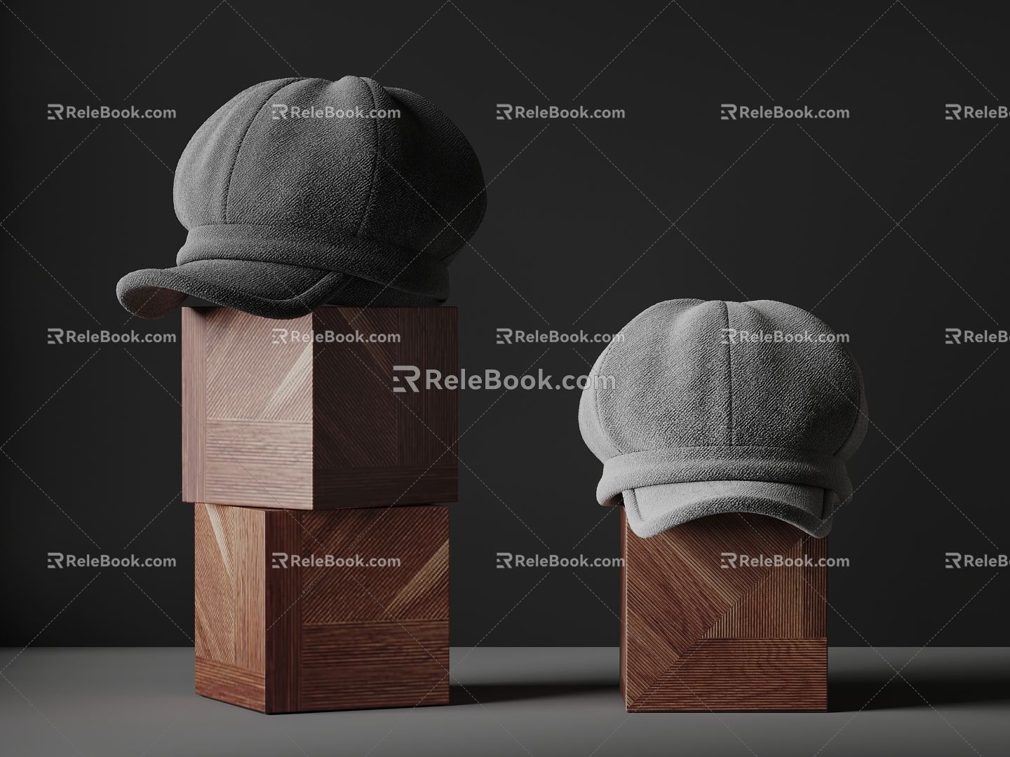 fabric hat black hat white hat 3d model