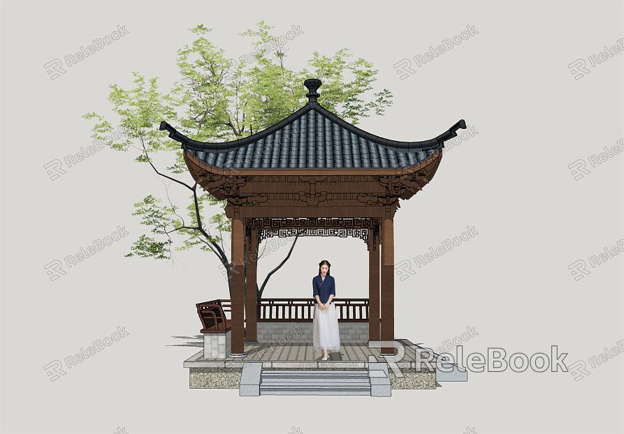 Chinese style pavilion classical pavilion model