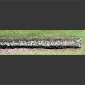Handmade Rustic Natural Stone Wall With Green Grass Base And Reflective Ground Surface