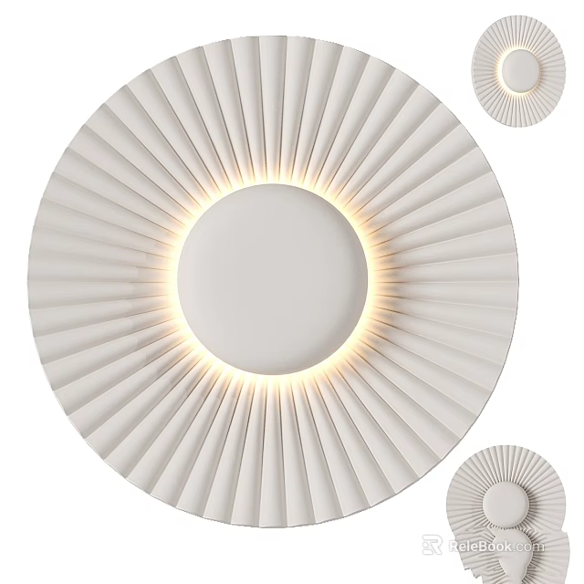 Modern White Wall Sconce With Radial Pattern And Warm LED Light Design 3d model 